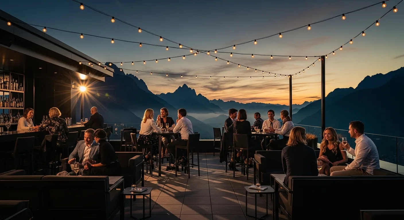 NYX Rooftop panoramic setting at sunset