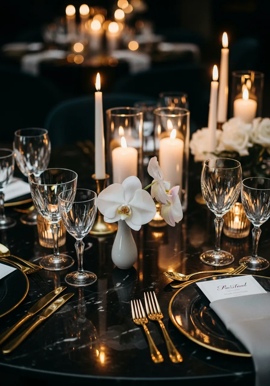 Luxury table setting at NYX Rooftop